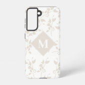 Mit Monogramm botanisches Beige-Dekorationsblatt Samsung Galaxy Hülle (Rückseite)