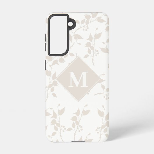 Mit Monogramm botanisches Beige-Dekorationsblatt Samsung Galaxy Hülle (Rückseite)