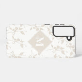 Mit Monogramm botanisches Beige-Dekorationsblatt Samsung Galaxy Hülle (Rückseite (Horizontal))