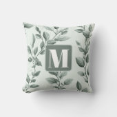 Mit Monogramm botanisches Green Leaf Muster Kissen (Vorderseite)