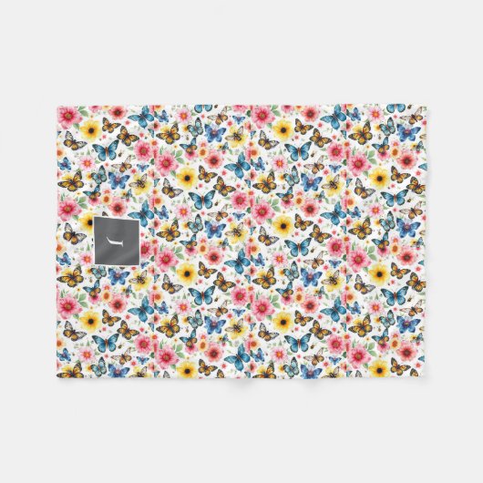 Mit Monogramm botanisches Wasserfarbenmuster Fleecedecke (Vorderseite (Horizontal))