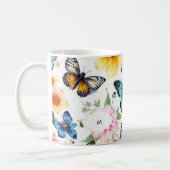 Mit Monogramm botanisches Wasserfarbenmuster Kaffeetasse (Links)