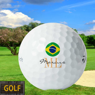 Mit Monogramm brasilianische Flaggen- und Brasilie Golfball