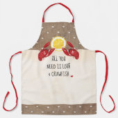 Mit Monogramm braucht man nur Liebe und Langusten Schürze (Vorderseite)