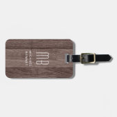 Mit Monogramm braune Imitate Holztextur Gepäckanhänger (Vorderseite horizontal)