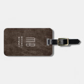 Mit Monogramm braune Imitate Ledertextur Gepäckanhänger (Vorderseite horizontal)