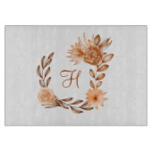 Mit Monogramm-braune Pfirsichblüte Herbst Herbstfa Schneidebrett (Vorderseite)