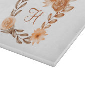 Mit Monogramm-braune Pfirsichblüte Herbst Herbstfa Schneidebrett (Ecke)
