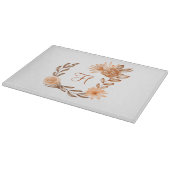 Mit Monogramm-braune Pfirsichblüte Herbst Herbstfa Schneidebrett (Ecke)