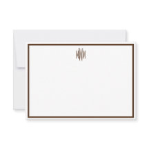 Mit Monogramm, braune und weiße Flachnotizkarte