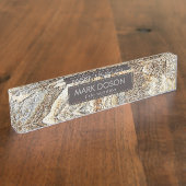 Mit Monogramm-brauner Marmor Namensplakette (Seite)