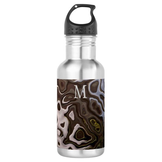 Mit Monogramm-braunes Grau-Schimmernde Snakeskin-E Edelstahlflasche (Vorderseite)