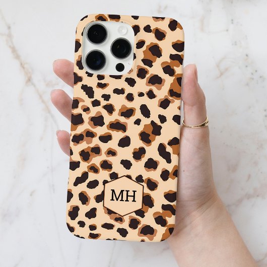 Mit Monogramm-braunes Leopard-Muster Moderner Chic Case-Mate iPhone Hülle