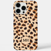 Mit Monogramm-braunes Leopard-Muster Moderner Chic Case-Mate iPhone Hülle (Rückseite)