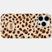 Mit Monogramm-braunes Leopard-Muster Moderner Chic Case-Mate iPhone Hülle (Rückseite (Horizontal))