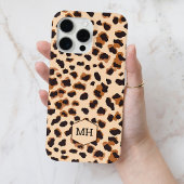 Mit Monogramm-braunes Leopard-Muster Moderner Chic iPhone Hülle