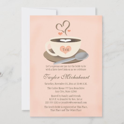 Mit Monogramm Brautparty für den Kaffee-Cup Einladung (Vorderseite)