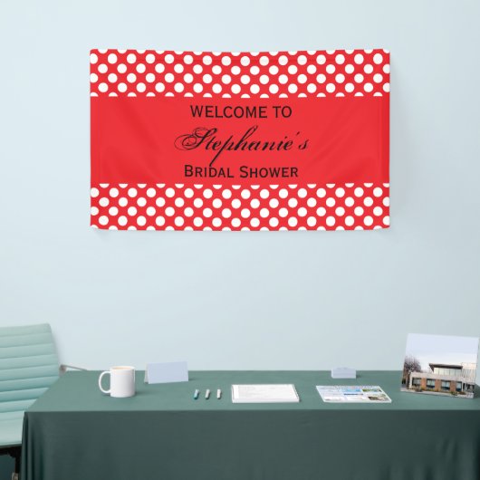 Mit Monogramm Brautparty "White and Red Polka Dot" Banner (Messeveranstaltung)