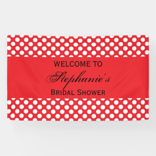 Mit Monogramm Brautparty "White and Red Polka Dot" Banner (Horizontal)