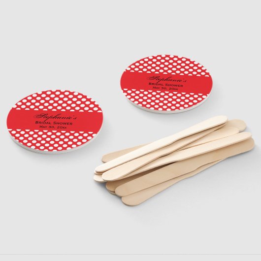 Mit Monogramm Brautparty "White and Red Polka Dot" Fächer (Non-assembled)