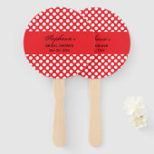 Mit Monogramm Brautparty "White and Red Polka Dot" Fächer (Vorne und Hinten)