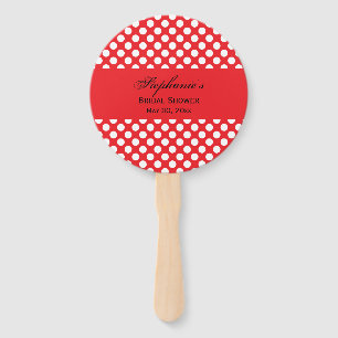 Mit Monogramm Brautparty "White and Red Polka Dot" Fächer