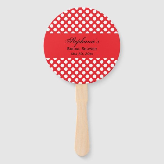 Mit Monogramm Brautparty "White and Red Polka Dot" Fächer (Vorderseite)