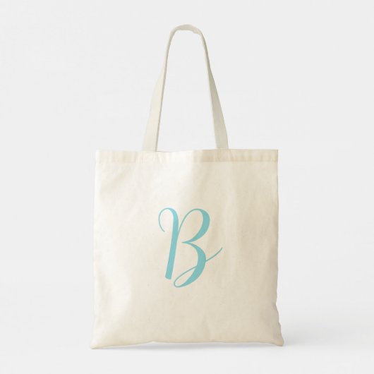 Mit Monogramm Bridesmaid Initial Aqua Blue Tragetasche (Rückseite)