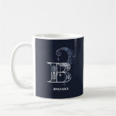 Mit Monogramm Brief B Boho Crescent Moon Mandala Kaffeetasse (Links)