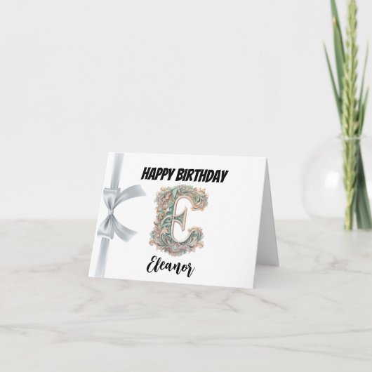 Mit Monogramm Brief "E" Glückwunsch zum Geburtstag Karte (Vorderseite)