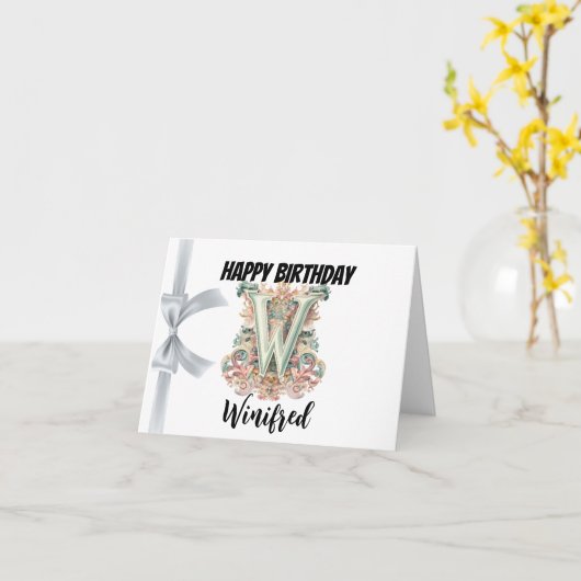 Mit Monogramm Brief "W" Happy Birthday Karte (Gelbe Blume)