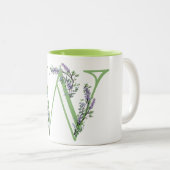 mit Monogramm Brief W Lavendel eucalyptus Zweifarbige Tasse (VorderseiteRechts)