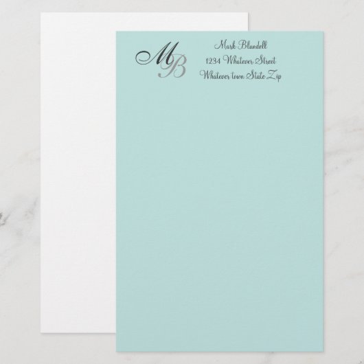 Mit Monogramm Briefpapier (Vorne/Hinten)