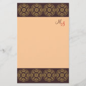 Mit Monogramm Briefpapier-Gold auf Brown Briefpapier (Vorderseite)