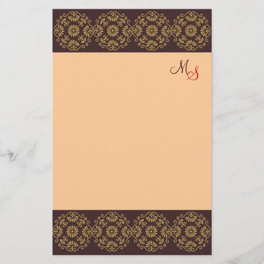 Mit Monogramm Briefpapier-Gold auf Brown Briefpapier (Vorderseite)