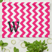 Mit Monogramm Bright Pink Zigzag Küchentuch (Gefaltet)