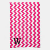 Mit Monogramm Bright Pink Zigzag Küchentuch (Vertikal)