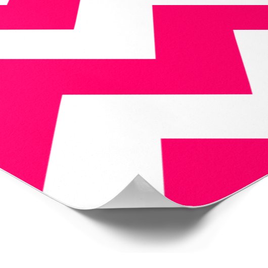 Mit Monogramm Bright Pink Zigzag Poster (Ecke)
