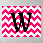 Mit Monogramm Bright Pink Zigzag Poster (Vorne)