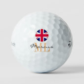 Mit Monogramm Britische Flagge & Vereinigtes König Golfball (Vorderseite)