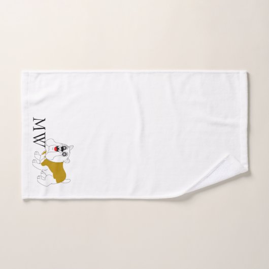 Mit Monogramm British Bulldog Design Badhandtuch Set (Handtuch)