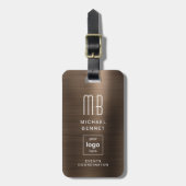 Mit Monogramm Bronze-Bronze-Metal mit benutzerdefi Gepäckanhänger (Vorderseite vertikal)