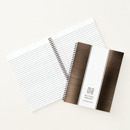 Mit Monogramm Bronze Brown-Geschäft mit gebürstete Notizblock (Innenseite)