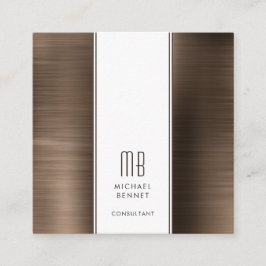 Mit Monogramm Bronze Brown Metallic Foil Consultan Quadratische Visitenkarte