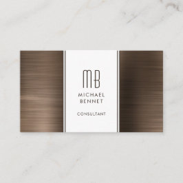 Mit Monogramm Bronze Brown Metallic Foil Consultan Visitenkarte