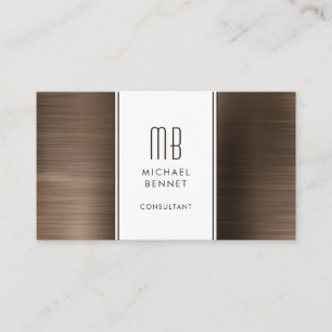 Mit Monogramm Bronze Brown Metallic Foil Consultan Visitenkarte