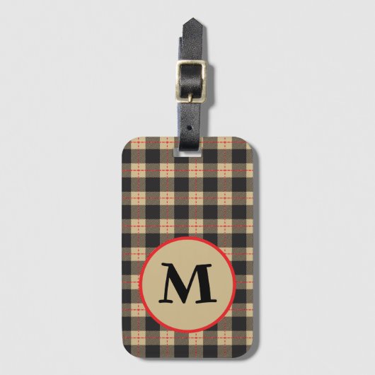 Mit Monogramm Brown Black und Red Buffalo Gepäckanhänger (Vorderseite Vertikal)