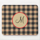 Mit Monogramm Brown Black und Red Buffalo Kariert Mousepad (Vorne)