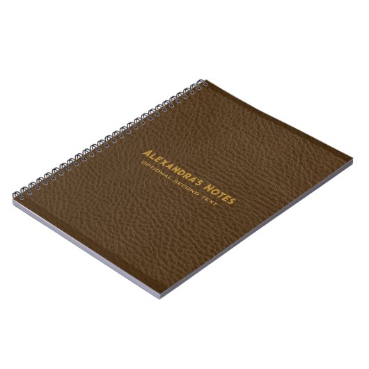 Mit Monogramm Brown Leather Ruff Textur aussehen Notizblock (Linke Seite)