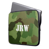 Mit Monogramm Brown und grüne Tarnung Laptopschutzhülle (Vorderseite Links)